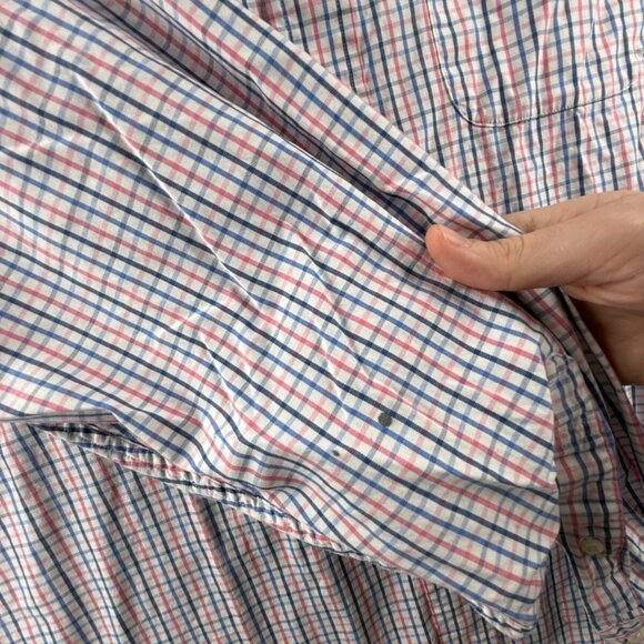 Brooks Brothers Pink Blue Check Long Sleeve Button Up Shirt Large Woven Cotton - Picture 12 of 14